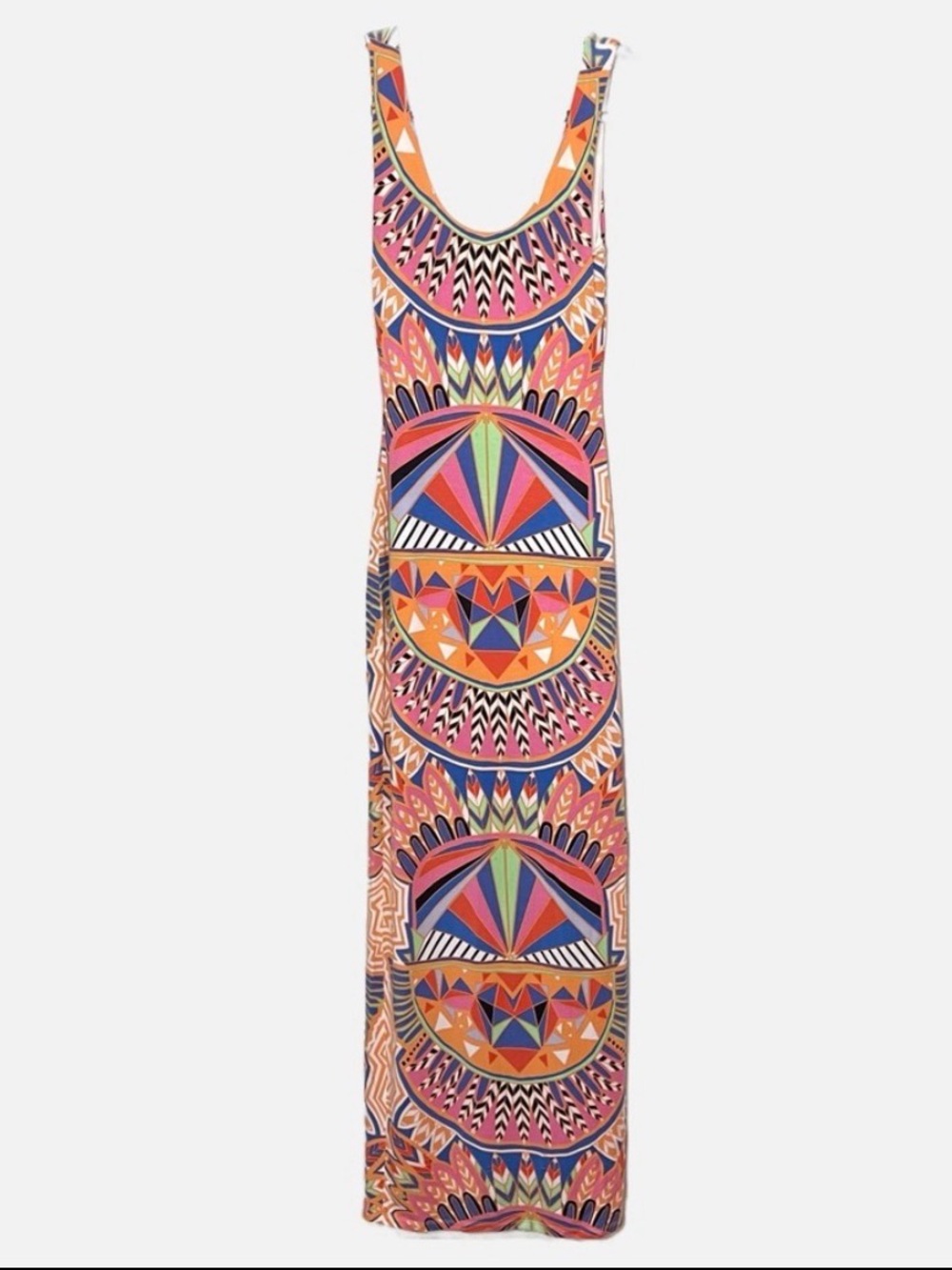 Mara Hoffman Aztec Print Maxi Dress XS Fitted Tank Tribal Boho Resort Vacation - Picture 5 of 8